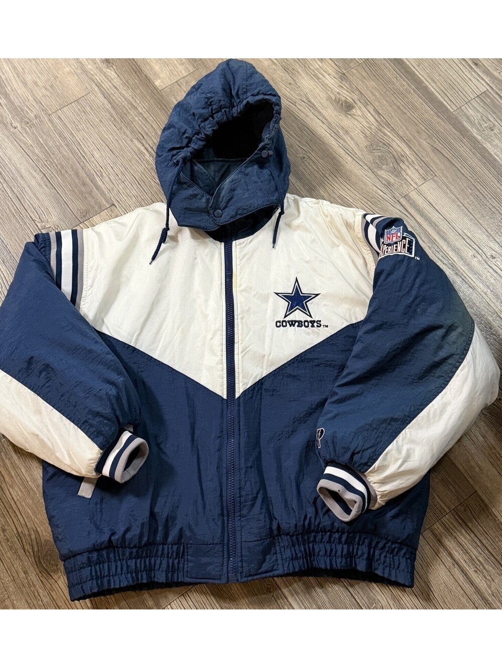 Vintage 90s Dallas Cowboys Pro Player Puffer Jacket XL NFL Experience Stains